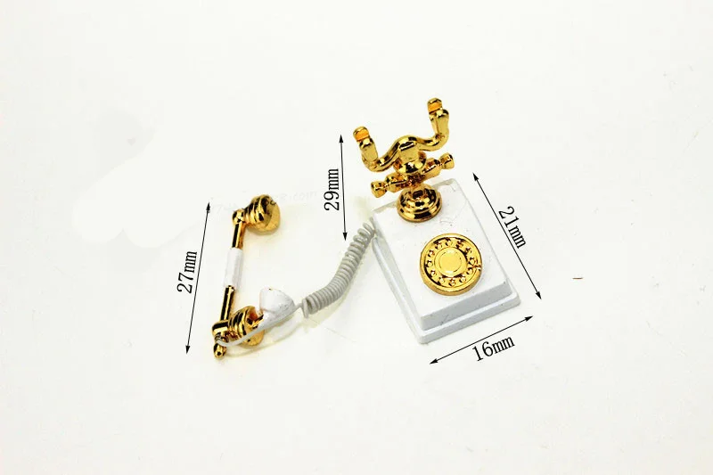 1:12 Scale BJD mini Home wired telephone Dollhouse Miniature Toy Doll Food Kitchen living room Accessories |