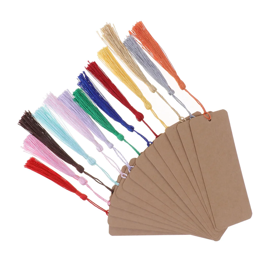 

24pcs Paper Blank Bookmarks with Tassel Cardstock for DIY Projects Gifts Tags School Supply Party Favor (White)