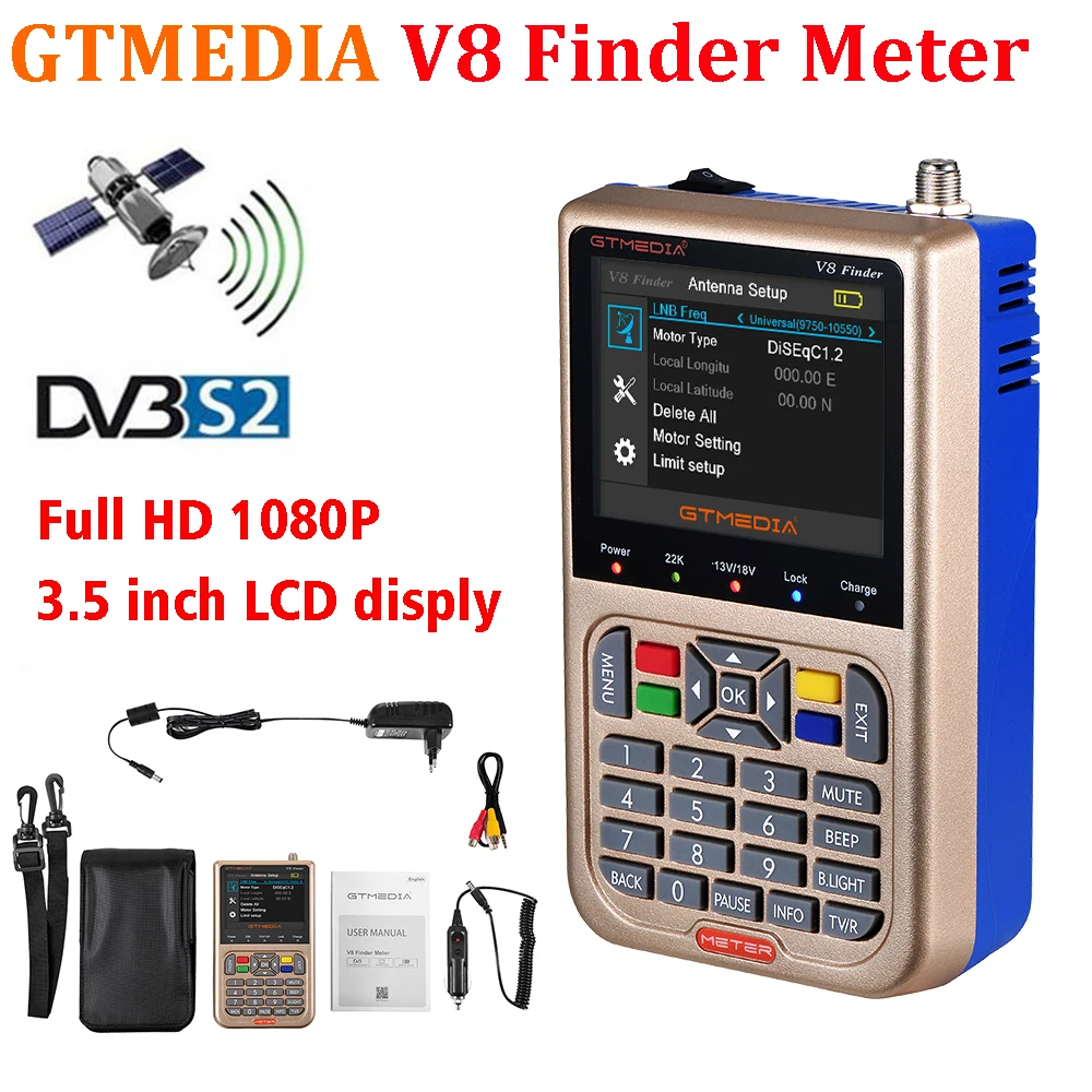 DVB S2 спутниковый Finder GTMEDIA V8 с 3 5 дюймовым дисплеем поддержка спектра S2X H.265 HD Sat