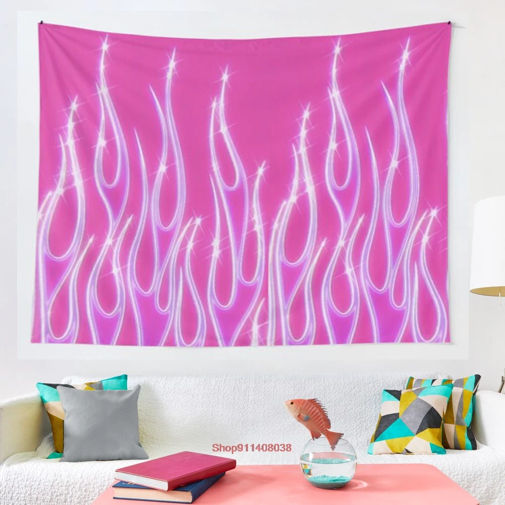 Настенный гобелен в виде розового пламени подвесная ткань для мечты с принтом