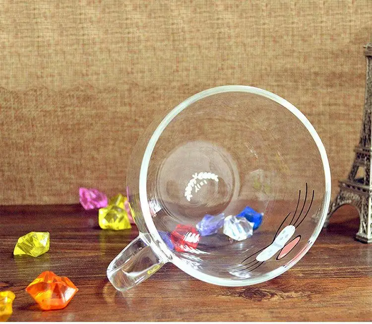 Креативная чашка для кофе из боросиликатного стекла Cat Kitty прозрачная кружка воды