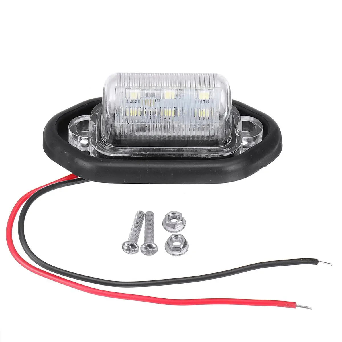 

2pcs 12v 24V 6 LEDs Car License Plate Light Signal Tail Light Lamp Boat Truck Trailer SUV VAN Caravan Lorry Camper Waterproof