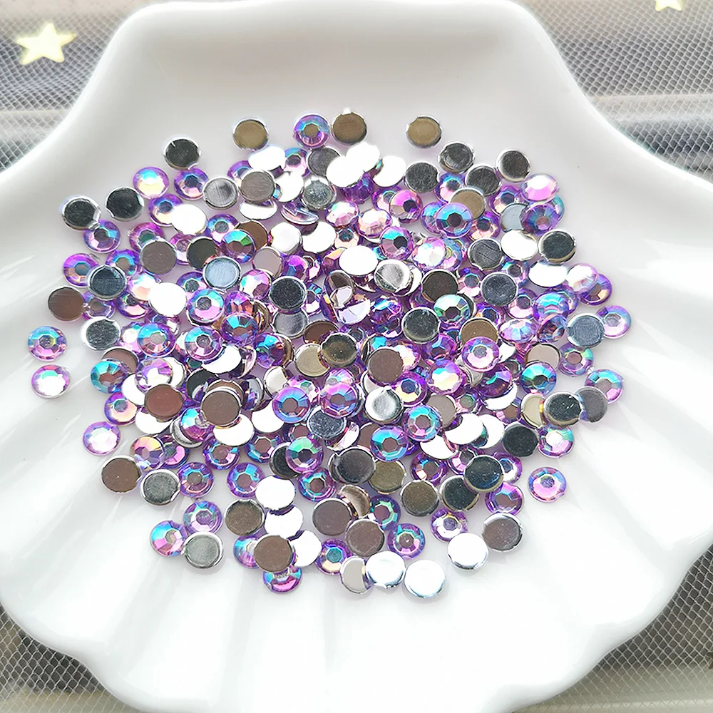 4 мм кристалл AB круглый плоский задний 3D дизайн ногтей Стразы DIY без горячей