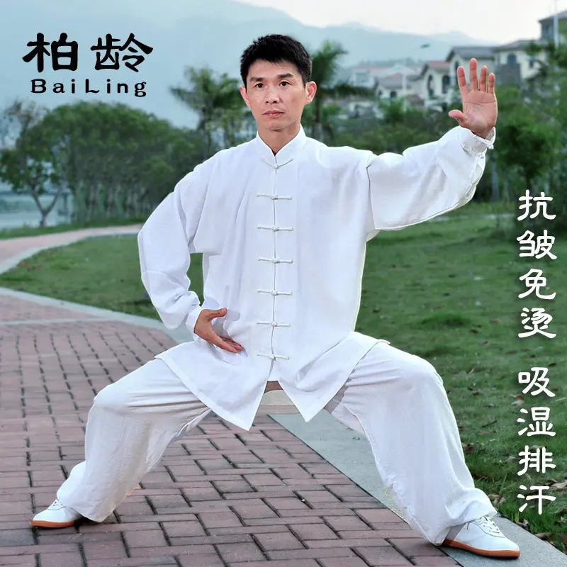 

Костюм Tai Ji из хлопка и льна парча для мужчин и женщин тренировочная Спортивная весенне-осенняя одежда в китайском стиле боевые искусства