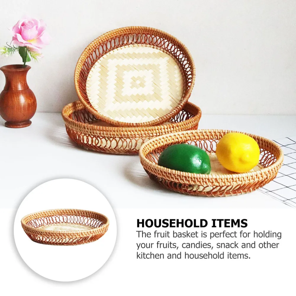 

1Pc Creative Hollow-out Basket Fruit Snack Basket Home Storage Basket Khaki