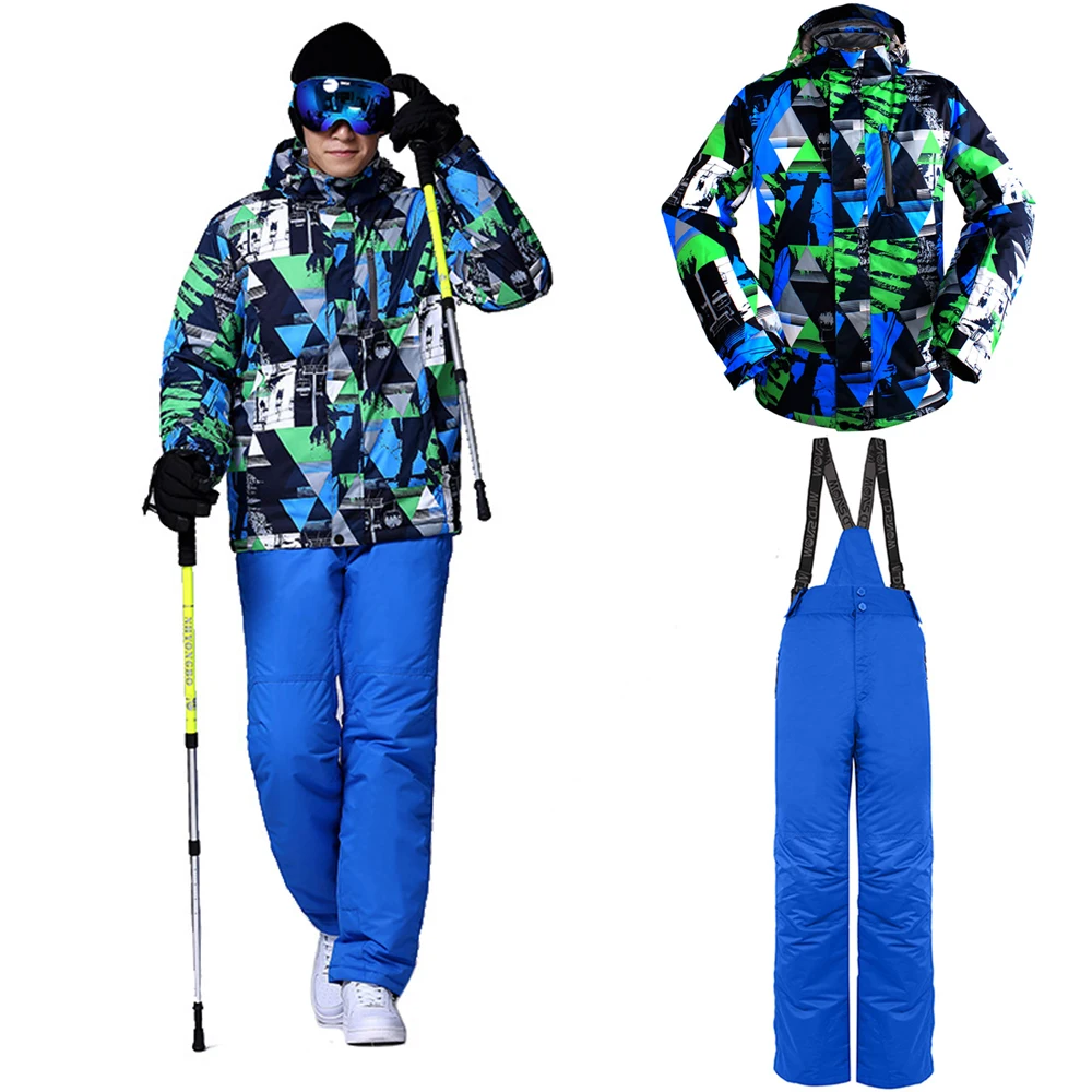 Зимний лыжный костюм для мужчин теплый ветрозащитный водонепроницаемый спорта