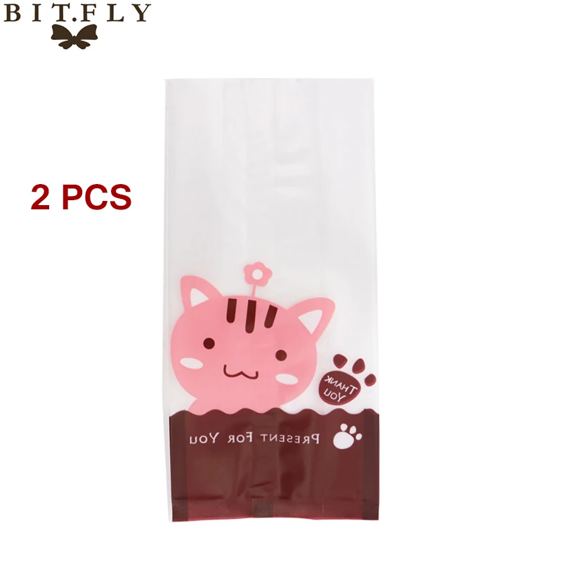 cat gift bag 2 шт пластиковые животные для конфет и печенья Подарочная сумка с DIY самостоятельно клейкий мешочек Рождество Свадьба День Рождения вечерние поставки - Цвет: cat gift bag