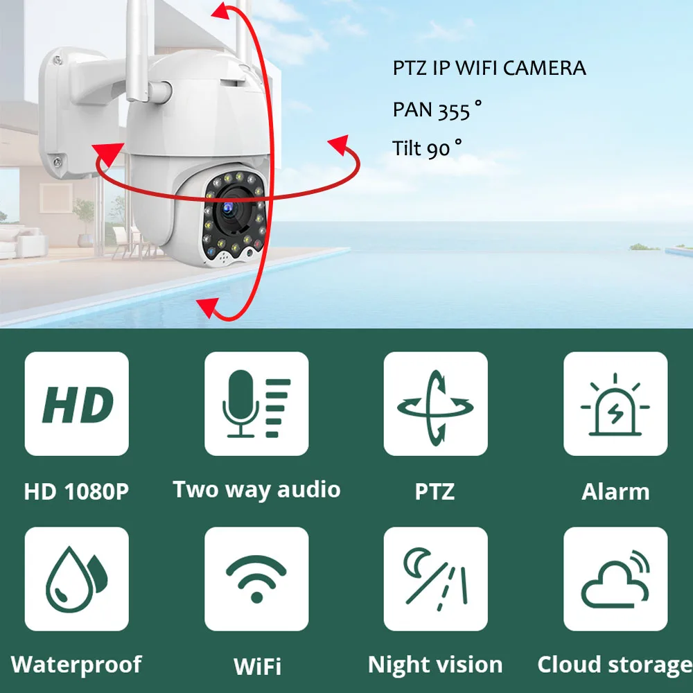 Wifi камера наружная PTZ IP 1080p скоростная купольная CCTV Камера Безопасности s wifi