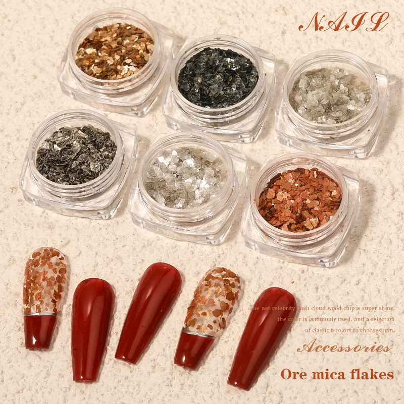 

Boxed Nails Marble Mica Pieces Irregular Metal Fragments Mixed High Gloss Copper Gold Pieces DIY Nail Art Decoration Accessories