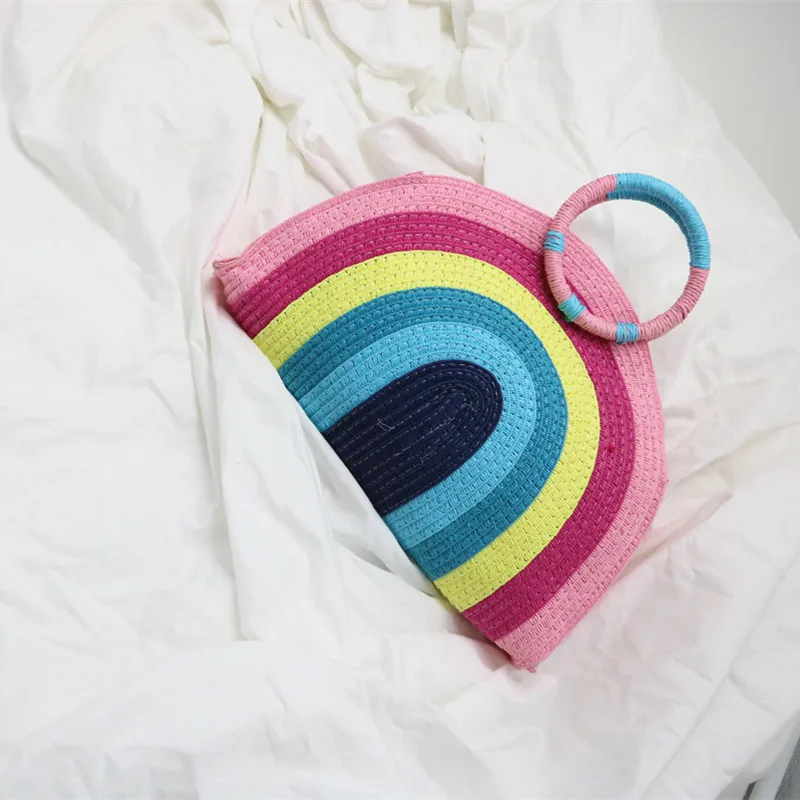 Круглая Соломенная Сумка для женщин повседневная плетеная пляжная сумочка