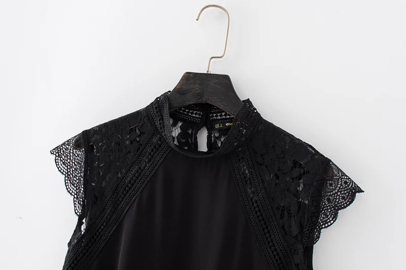 Женское шифоновое платье-рубашка с кружевной вышивкой Za однотонное элегантное