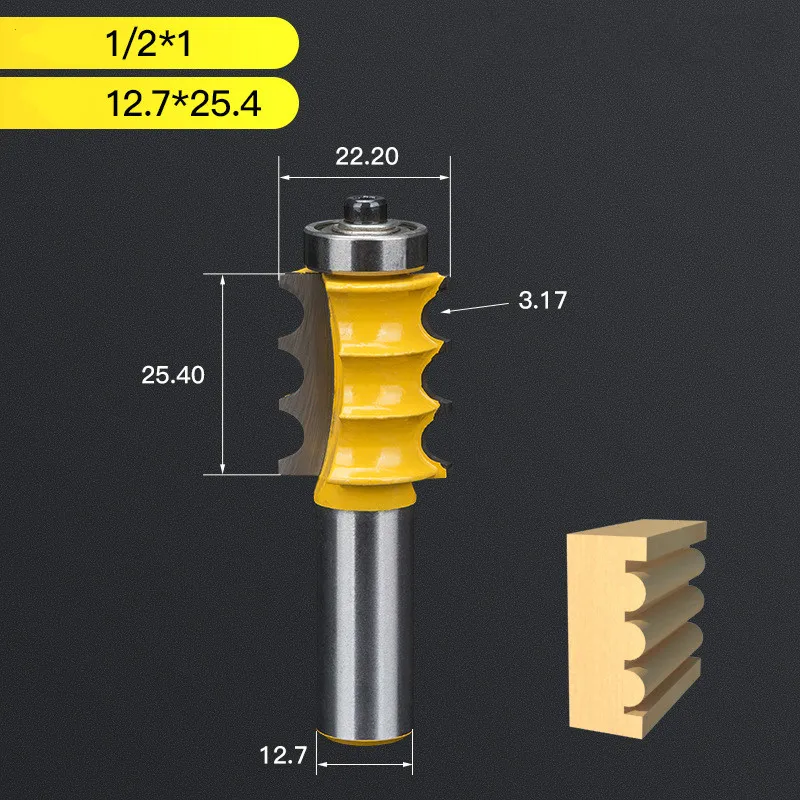 1/4&quot 1/2&quot 8mm Shank Large Triple Bead Column Face Molding Router Bit Cabinet Line Knife for Woodworking Milling Cutter Tools |