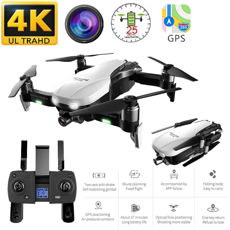 Радиоуправляемый gps Дрон 4K камера вертолет Квадрокоптер двухосевой