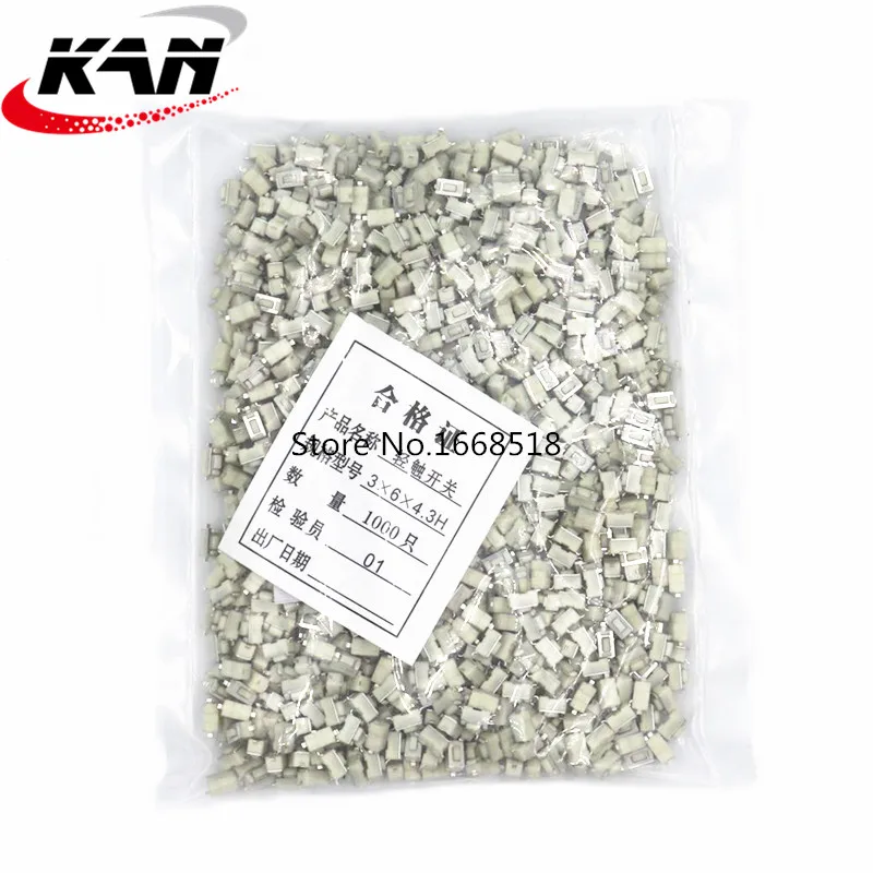 

Тактильные переключатели, 1000 шт., SMD Tact 3x6x4,3 мм
