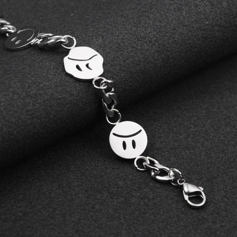 Женские и мужские браслеты-цепочки со смайликом регулируемой длины | Украшения