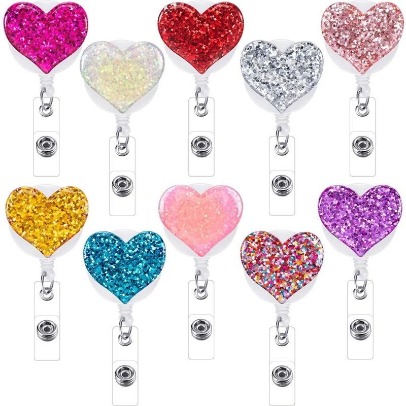 Выдвижной Значок клип с зажимом аллигатора значок ID Bling Love выдвижной кронштейн 10