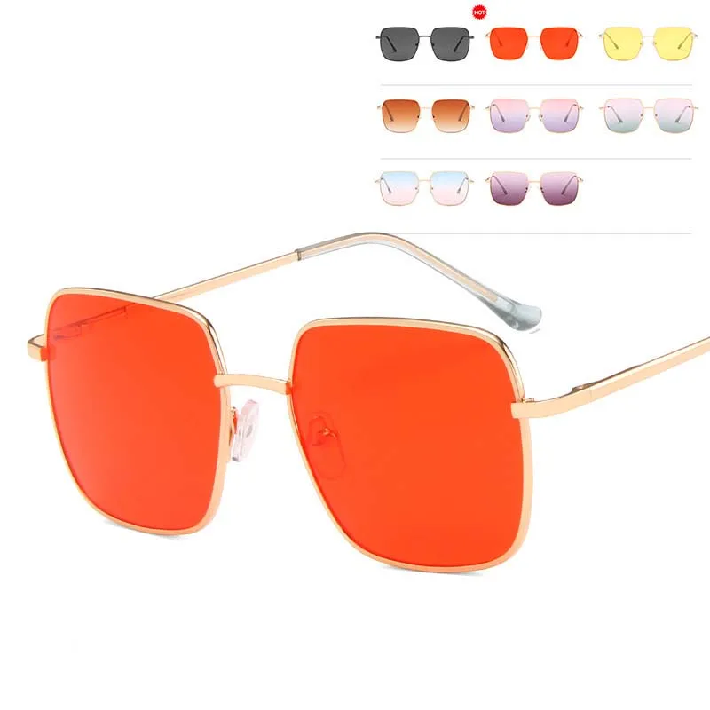 Модные квадратные солнцезащитные очки для мальчиков и девочек в металлической