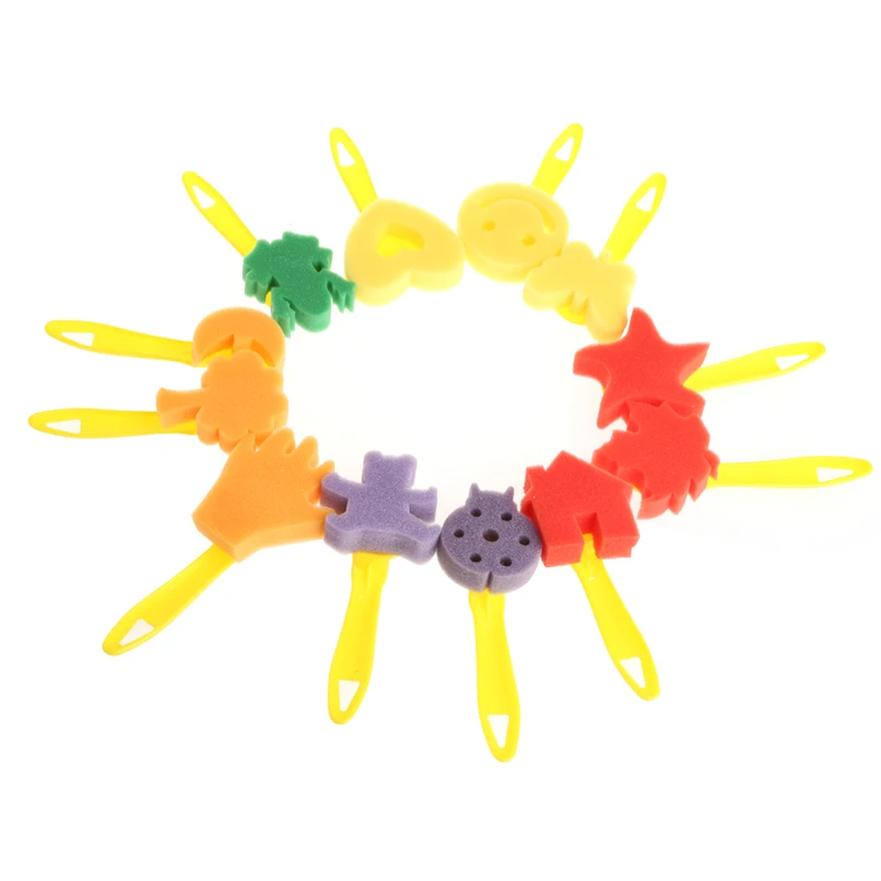 

12Pcs Paint Brush Plastic Handle Seal Sponge Kid Painting Graffiti Toys Tool DIY