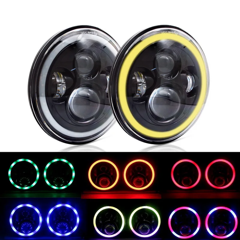 Safego 7 &quotдюймовый Bluetooth RGB светодиодный фар 80 Вт 7400LM Высокий/низкий пучок круглые