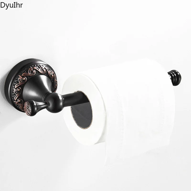 

DyuIhr retro black wall-mounted paper towel rack copper material antique copper craft roll paper rod bathroom accessories