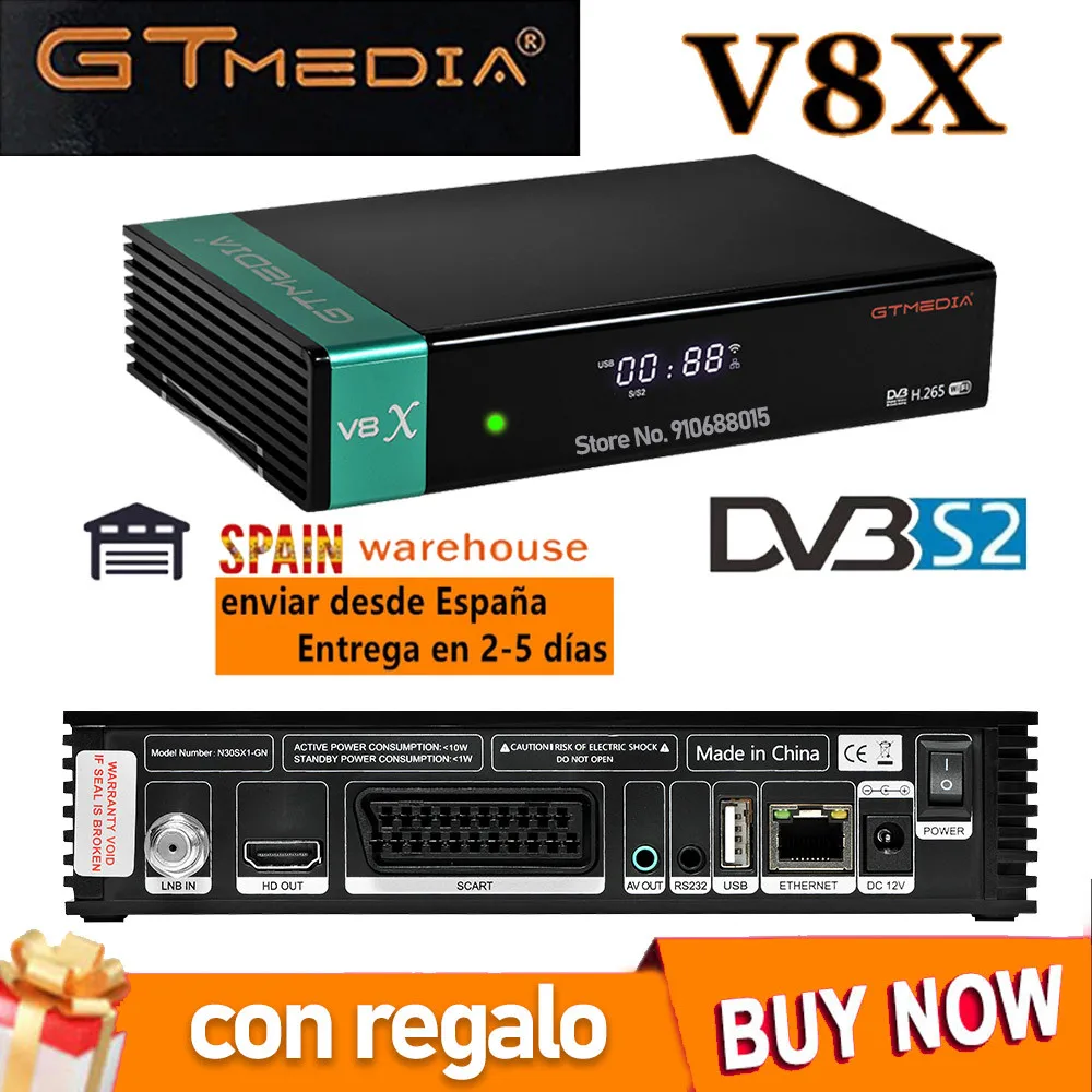 

GTMedia V8X 1080P Full HD DVB-S/S2/S2X Satellite Receiver Support CA PowerVu Bisskey H.265 Built-in Wifi V8 Nova Upgrade NO APP