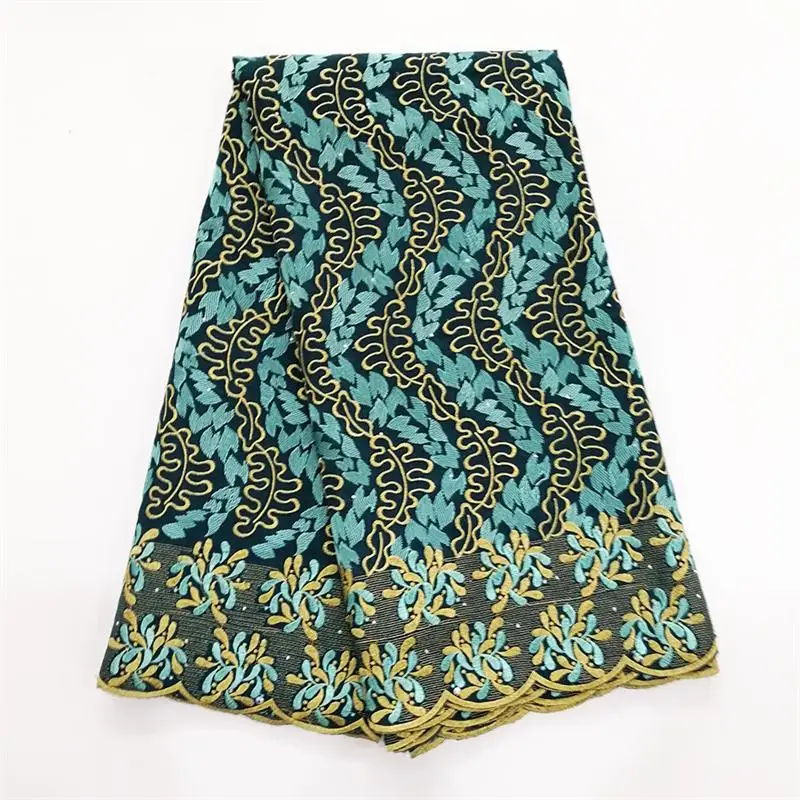 Морской зеленый швейцарская вуаль кружевная ткань с камнями вышивка Африканская