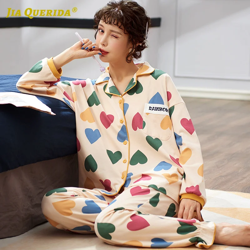 

Set Home Suit Pyjama Femme Sleepwear Pizama Damska Warm Pajamas for Women Cotton Pijamas Mujer Invierno Pigiama Donna Sleepwear