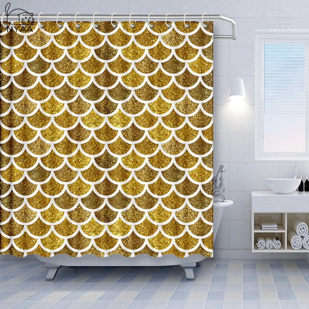 Занавеска для душа Vixm в форме листьев с геометрическим рисунком | Дом и сад