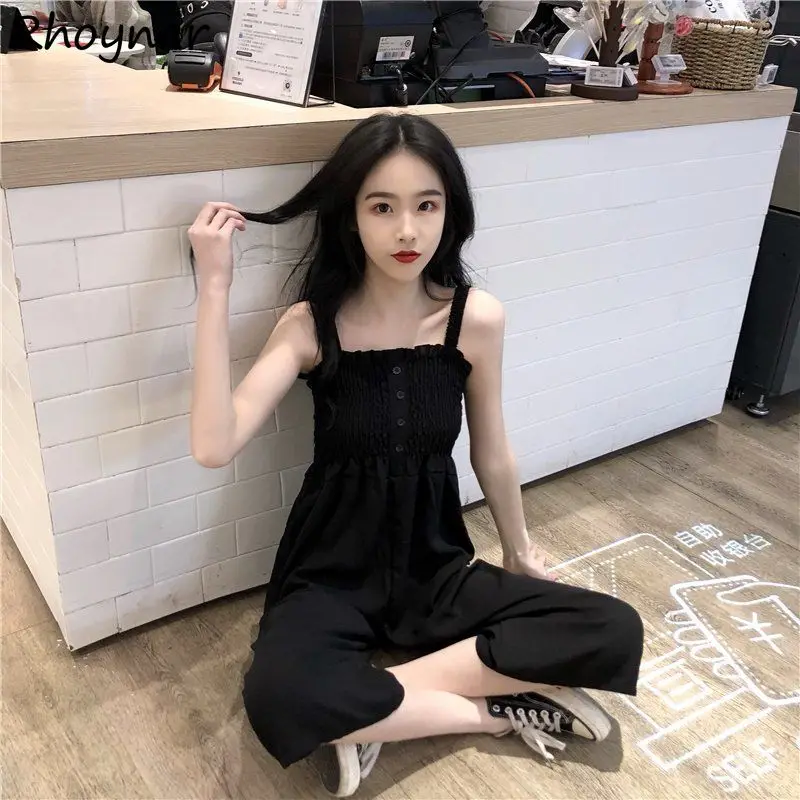 Женские комбинезоны в Корейском стиле однотонные шифоновые подтяжки с широкими
