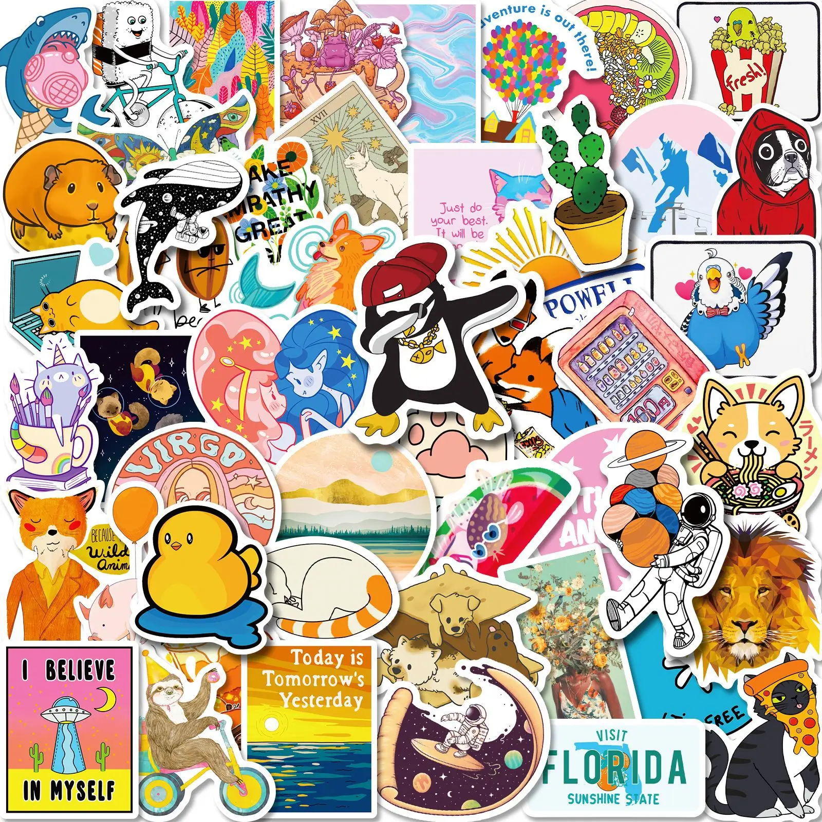 

50 fresh animal stickers cute cartoon new i cute pet stickers wholesale