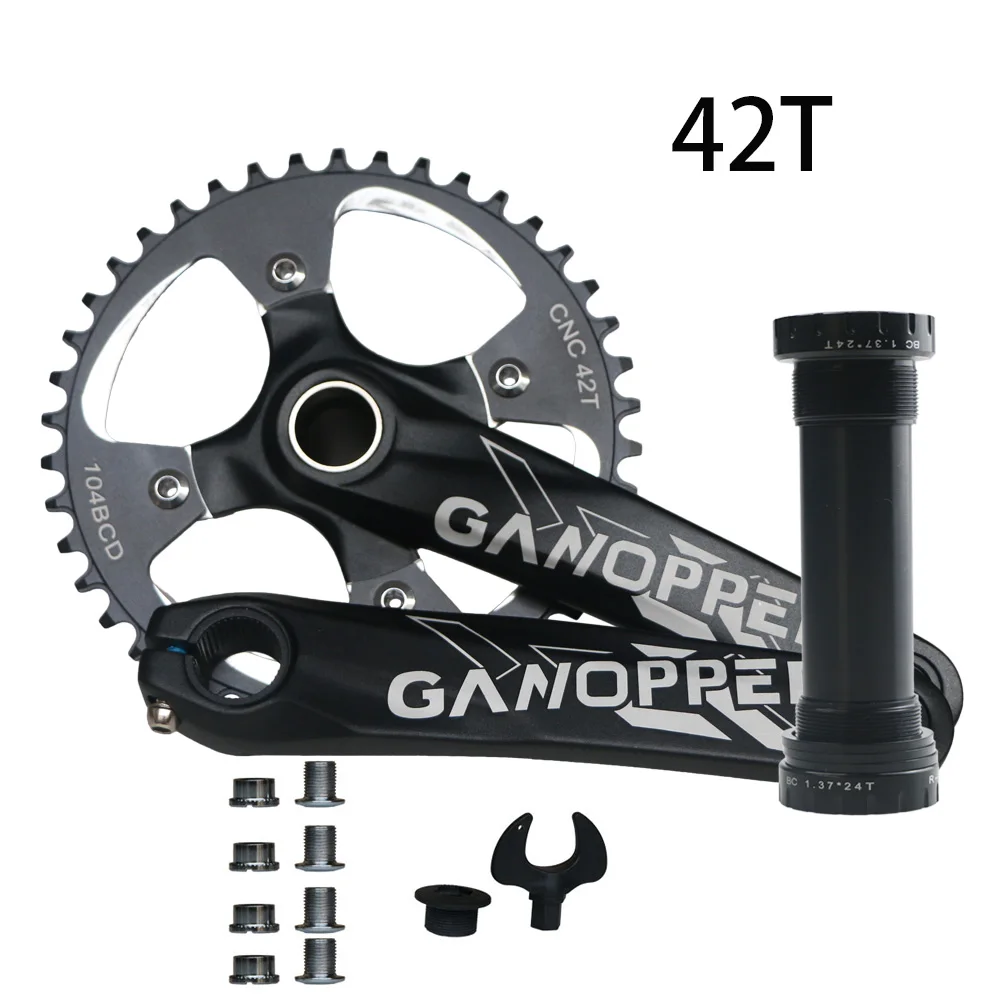 42T CNC crankset 104BCD алюминиевый сплав дорожный велосипед Floding велосипед Кривошип горного велосипеда набор 175 Кривошип 120 мм BB цепь колеса 9S 10S 11S Fatbike шатуны - Цвет: 42T CNC crankset