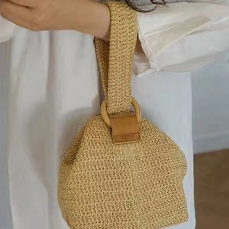 Женская Плетеная соломенная мини сумка TTOU летняя плетеная Сумка цвета хаки с