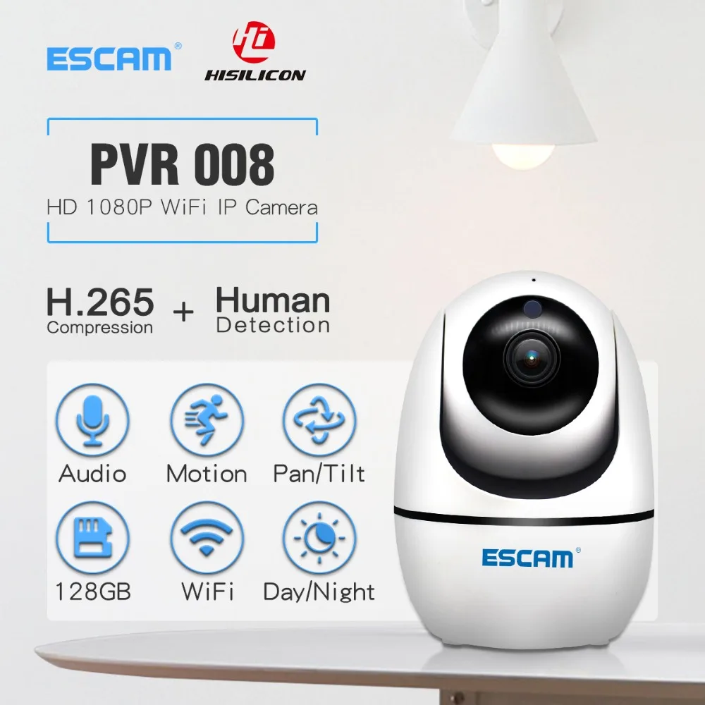 ESCAM PVR008 2MP 1080P автоматическое отслеживание беспроводной домофон PTZ IP камера детский монитор