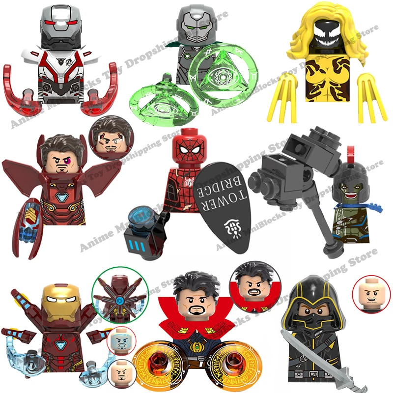 

X0215 X0244 X0265 X0271 X0289 X0313 Marvel blocks Iron man Spiderman Hulk anime movies bricks mini action toy figure kids gifts