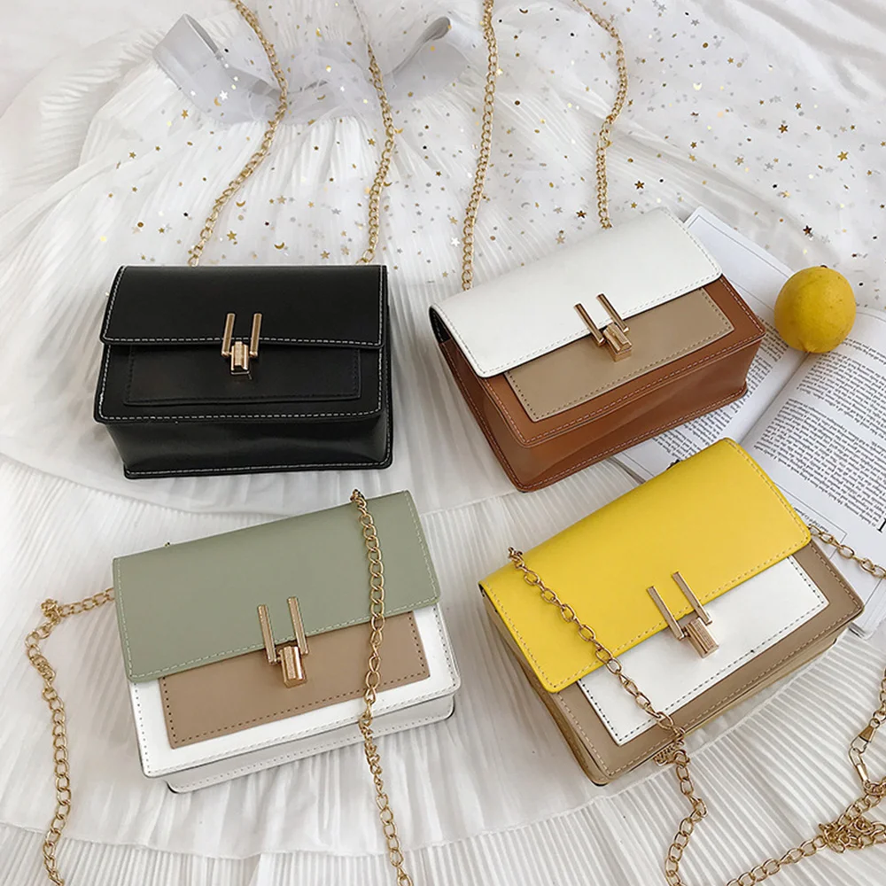 

2021Chain Crossbody Bag High Quality Leather Small Shoulder Messenger Bags For Women Female Travel Mini Bags Sqare Shoulder Bags