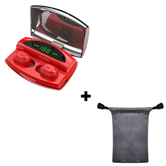 Red add bag XG-20 TWS беспроводные Bluetooth наушники 5,0 8D стерео светодиодный цифровой дисплей зарядка кабина мини невидимая Спортивная гарнитура - Цвет: Red add bag
