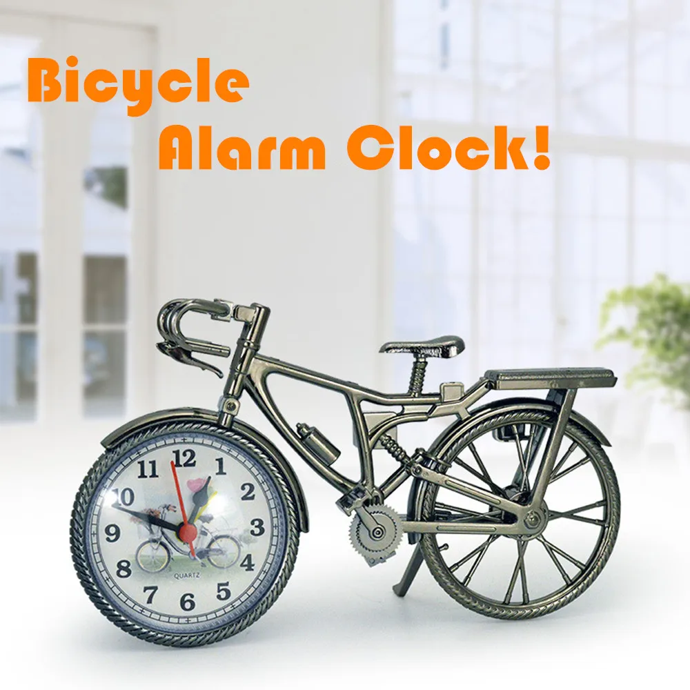 Будильник креативный винтажный с арабскими цифрами в стиле ретро велосипедным