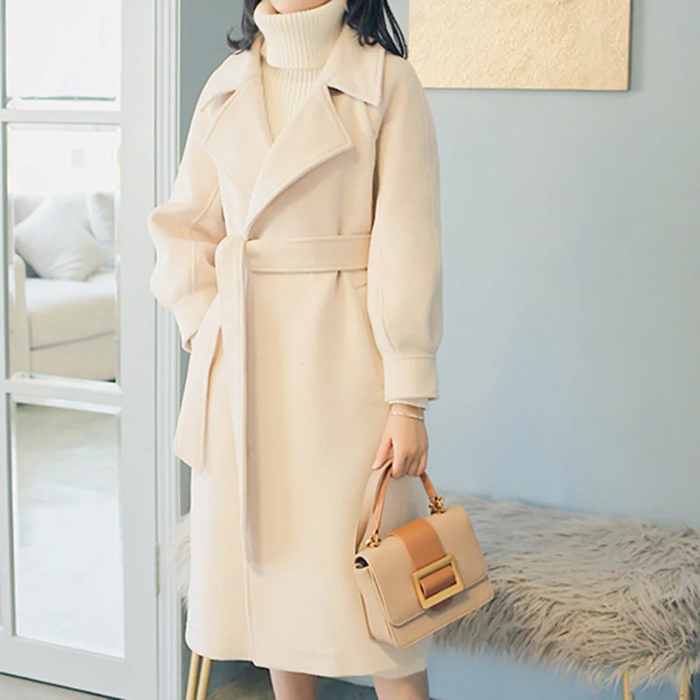 Кашемировое шерстяное Женское пальто зимнее модное винтажное теплое однотонное