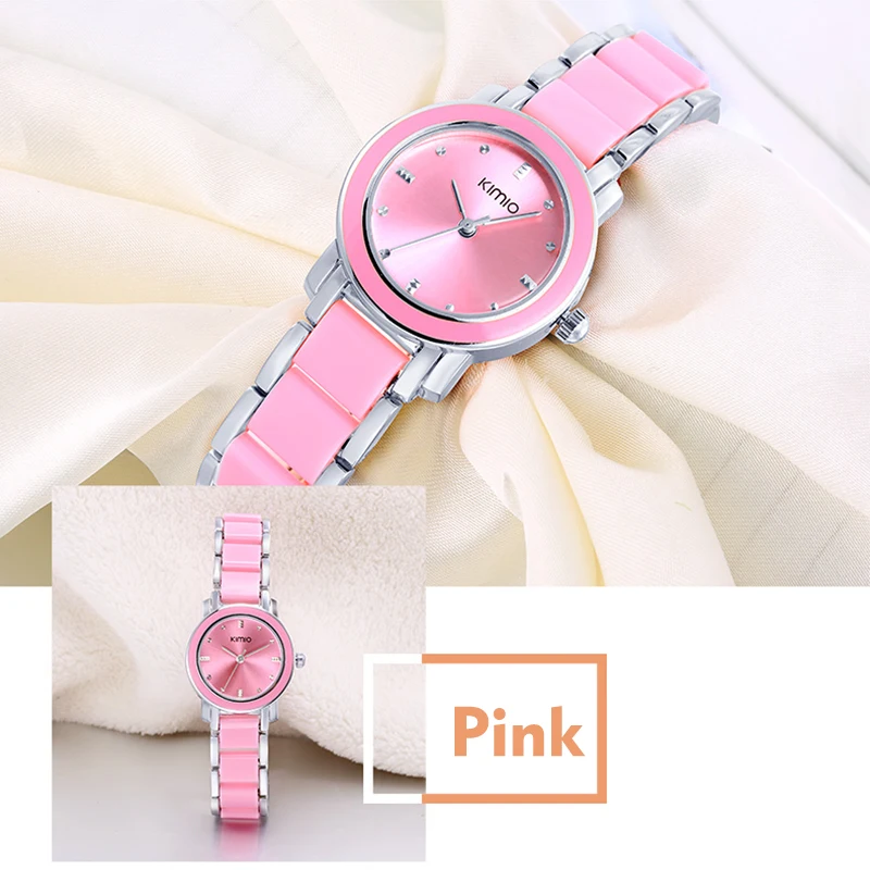 Женские кварцевые часы Kimio браслет из нержавеющей стали с подарочной коробкой -