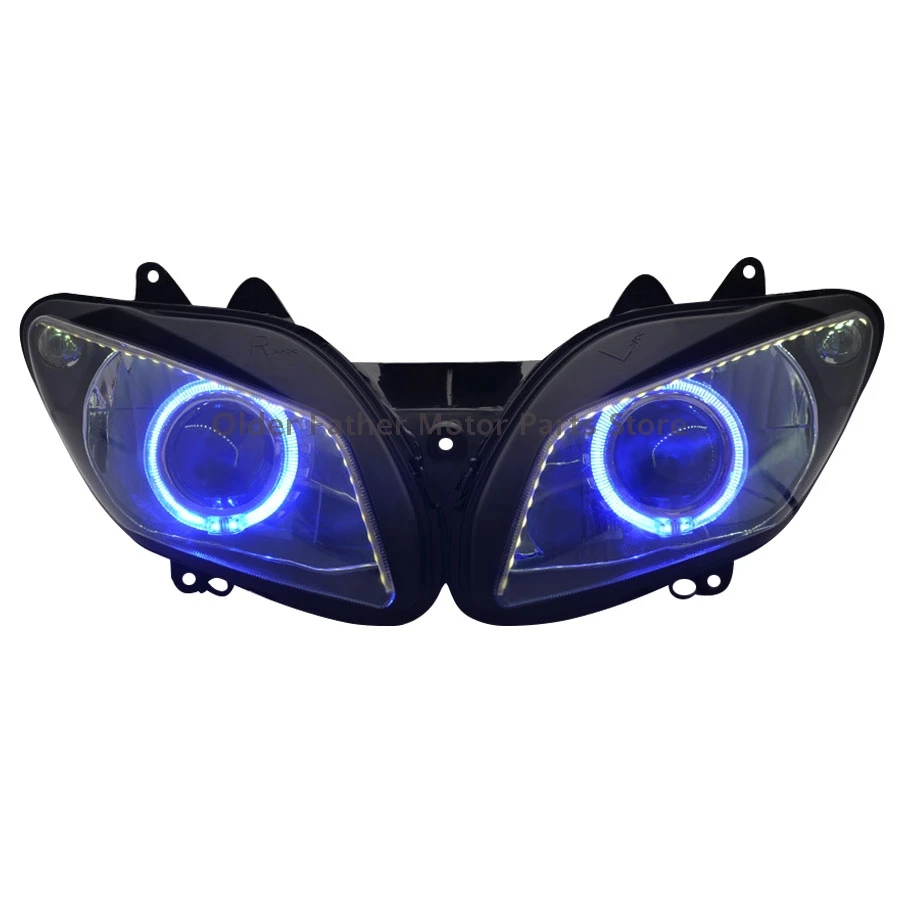 

Modified headlight led New Projector Headlight Assembly HID Blue Angel Eyes Demon For Yamaha YZF R1 2002-2003