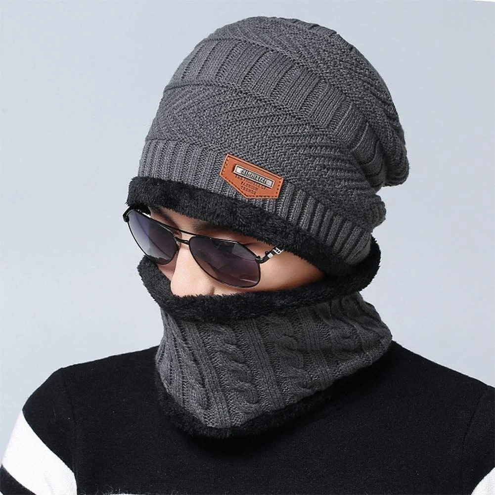

Thick Warm Winter Beanie Hat Soft Stretch Slouchy Skully Knit Cap Fleece Lined Skull Cap Ski Hats for Men Women