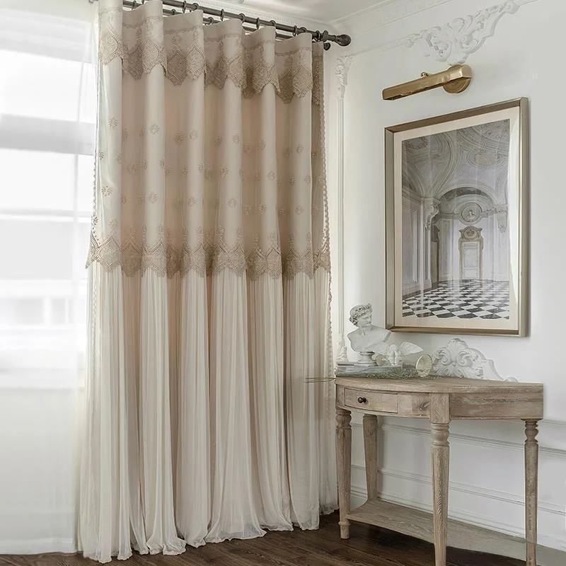 2023 Curtains for Living Dining  Room Bedroom Light European Style French Princess Style Curtains Full Blackout Modern Simple