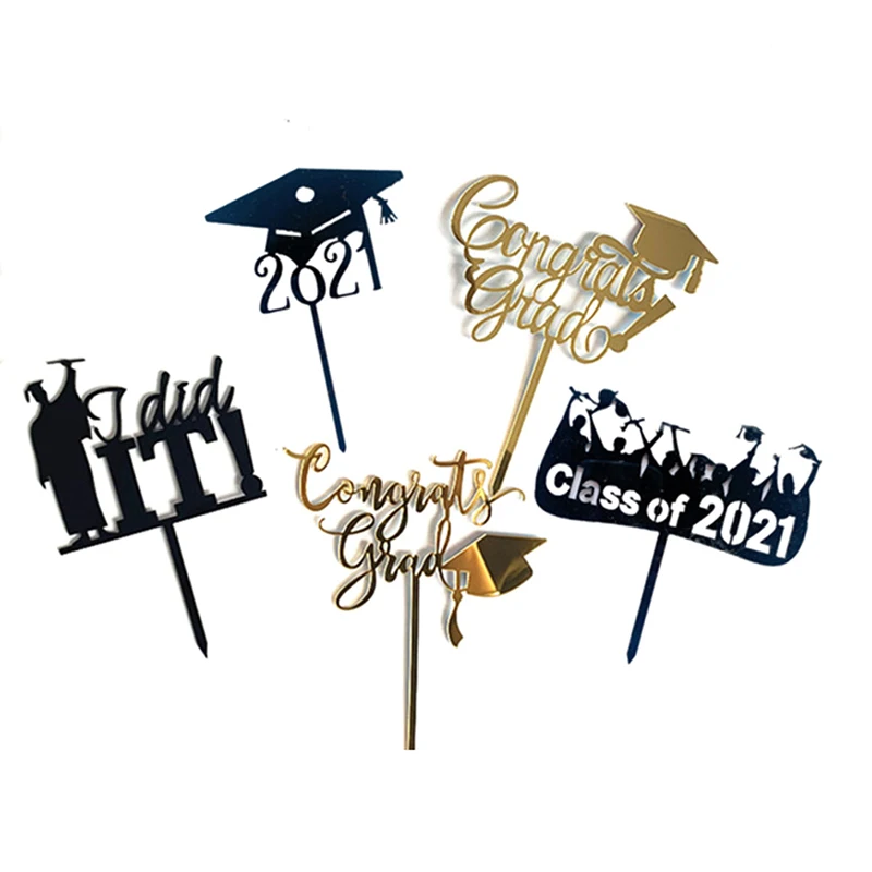 Acrylic Congrats Grad Cake Topper I Did It Cupcake For Graduation College Celebrate Party Decorations 1pc | Дом и сад