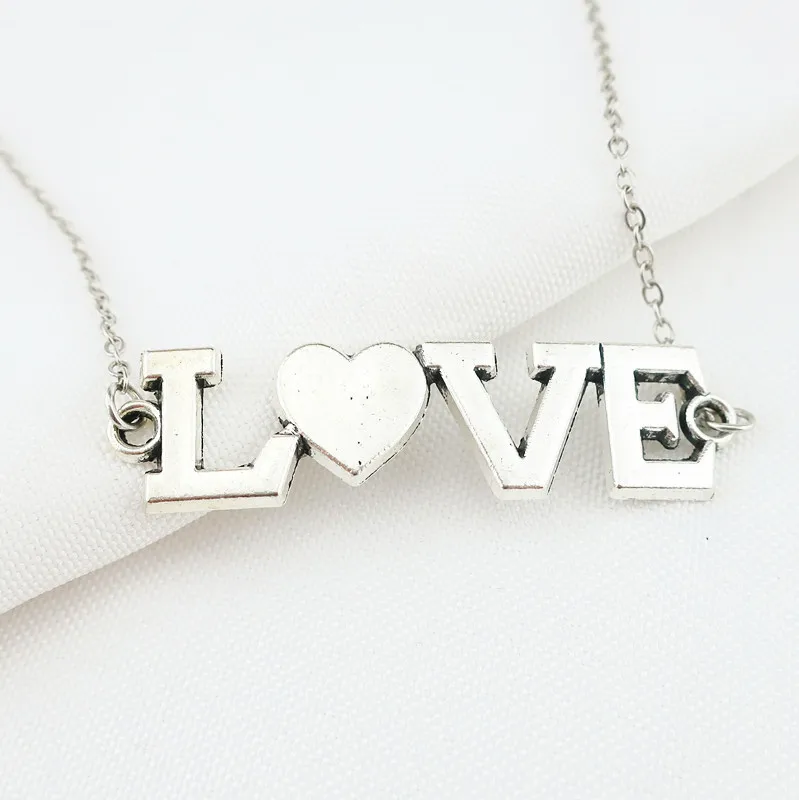 Vintage Metal Letter Heart LOVE Pendant Chain Necklaces Diy Girl Women Valentine's Day Gift Jewelry Making | Украшения и