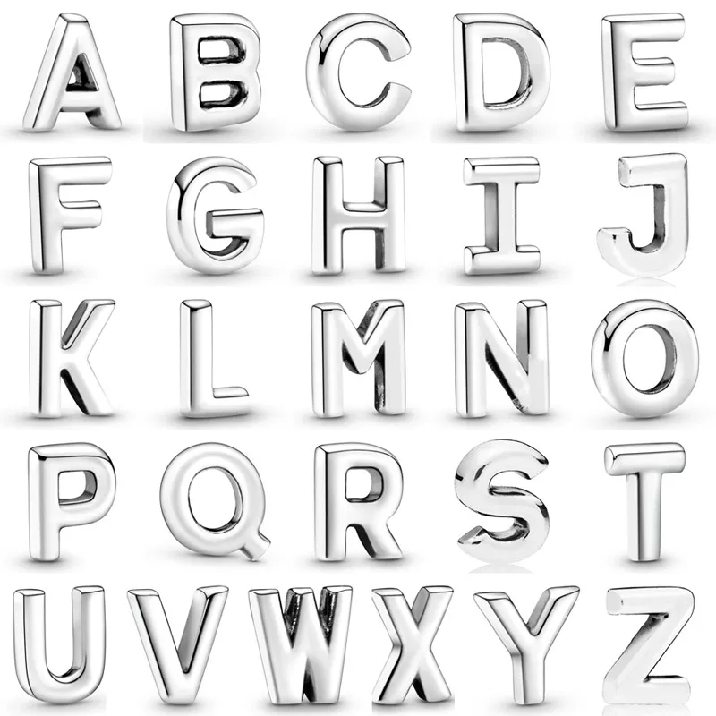 

Initial Alphabet Letter A-Z Petite Locket Floating Charms 925 Sterling Silver Beads Fit Fashion Bracelet Necklace DIY Jewelry