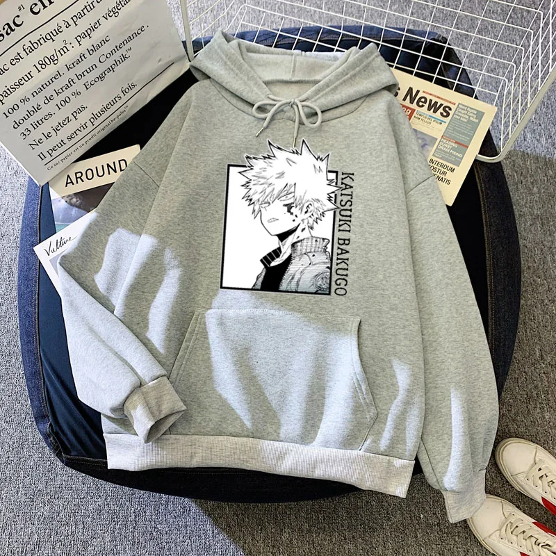 

My Hero Academia Bakugou Katsuki Harajuku Cool Japanese Anime Print Hooded Women Hoodie Male Streetwear Casual pullover Unisex