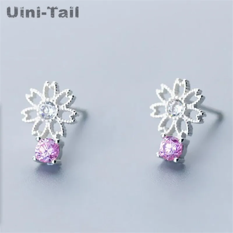 

Серьги-гвоздики Uini-Tail, из серебра 925 пробы, с розовыми цветами