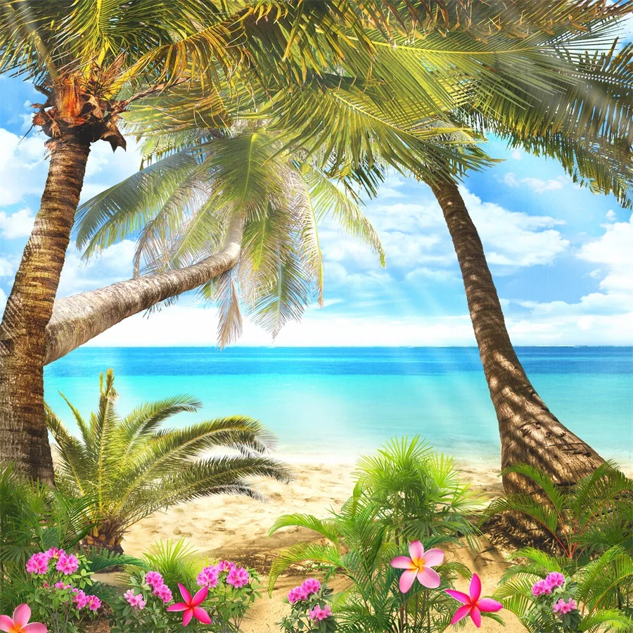 

Tropical Sea Beach Plam Tree Scenery Photography Backgrounds Portrait Baby Child Photographic Backdrops For Home Photo Studio