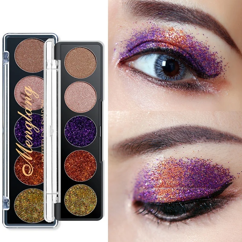 5 Цвета блестящие тени для век палитра расшитые бусинами и блестками глаз диск