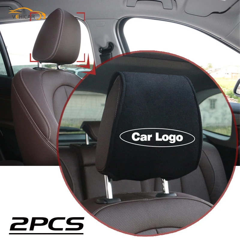 VEHICAR 2PCS Customized Car Logo Car Seat Headrest Cover Breathable Headrest Cover Auto Headrest Covers Universal